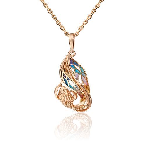 Подвеска «Рыбка» из комбинированного золота с эмалью 03-2900-00-000-1113-48