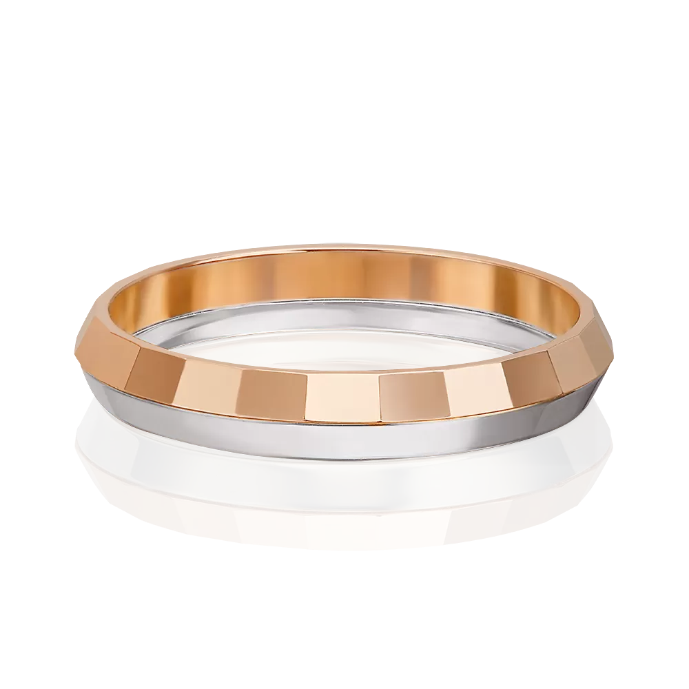 Обручальное кольцо из комбинированного золота с алмазной гранью 01-5673-00-000-1111