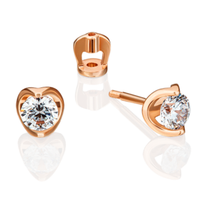 Серьги-пусеты из красного золота с фианитом 02-4608-00-401-1110