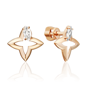 Серьги-пусеты из красного золота с фианитом 02-5578-00-401-1110