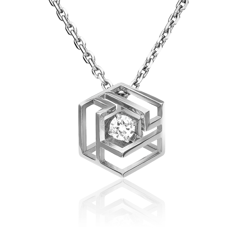 Подвеска из белого золота с фианитом 03-3059-00-401-1120-66