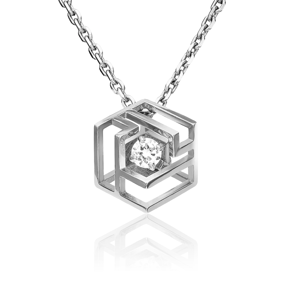 Подвеска из белого золота с фианитом 03-3059-00-401-1120-66