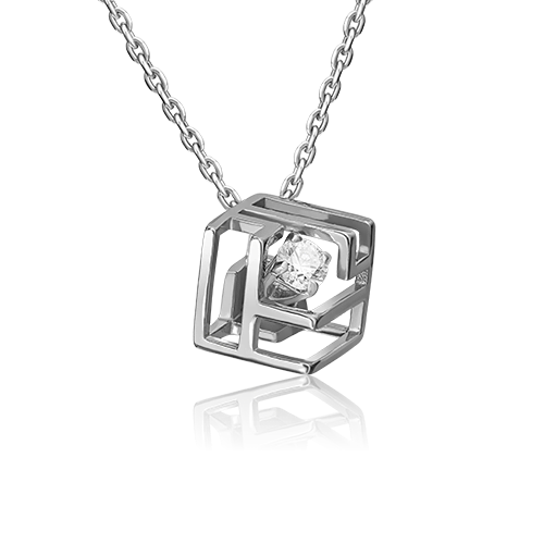 Подвеска из белого золота с фианитом 03-3059-00-401-1120-66
