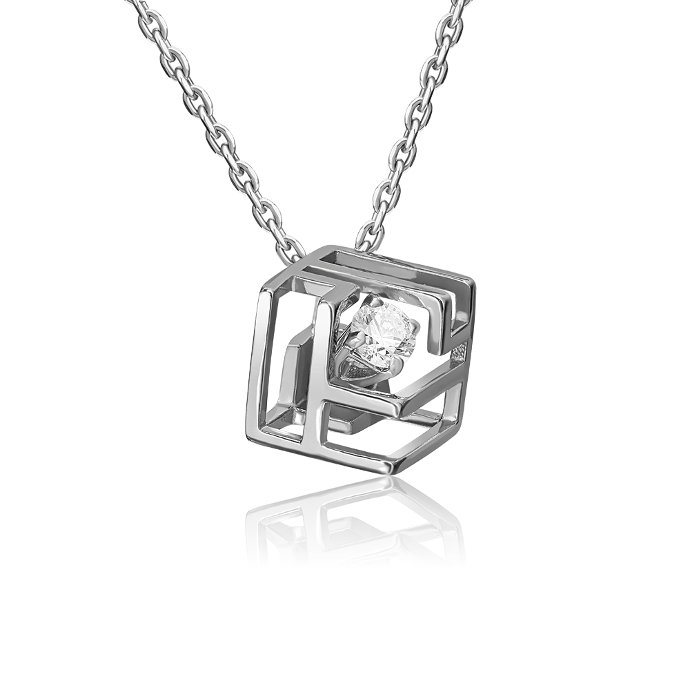 Подвеска из белого золота с фианитом 03-3059-00-401-1120-66