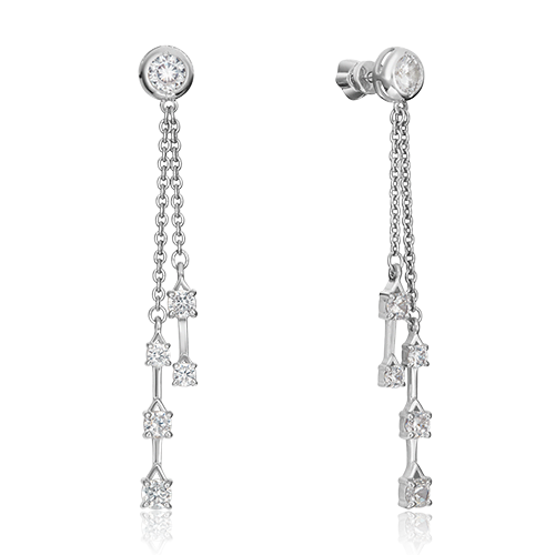 Серьги-пусеты из серебра с фианитами 02-4454-00-401-0200-69