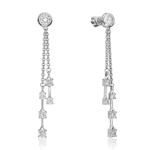 Серьги-пусеты из серебра с фианитами 02-4454-00-401-0200-69