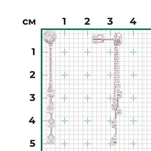 Серьги-пусеты из серебра с фианитами 02-4454-00-401-0200-69