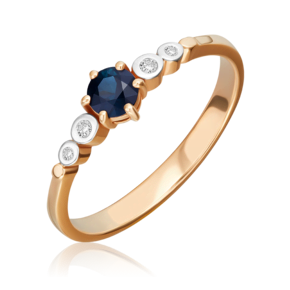 Кольцо из красного золота с сапфиром и бриллиантами 01-0543-00-105-1110