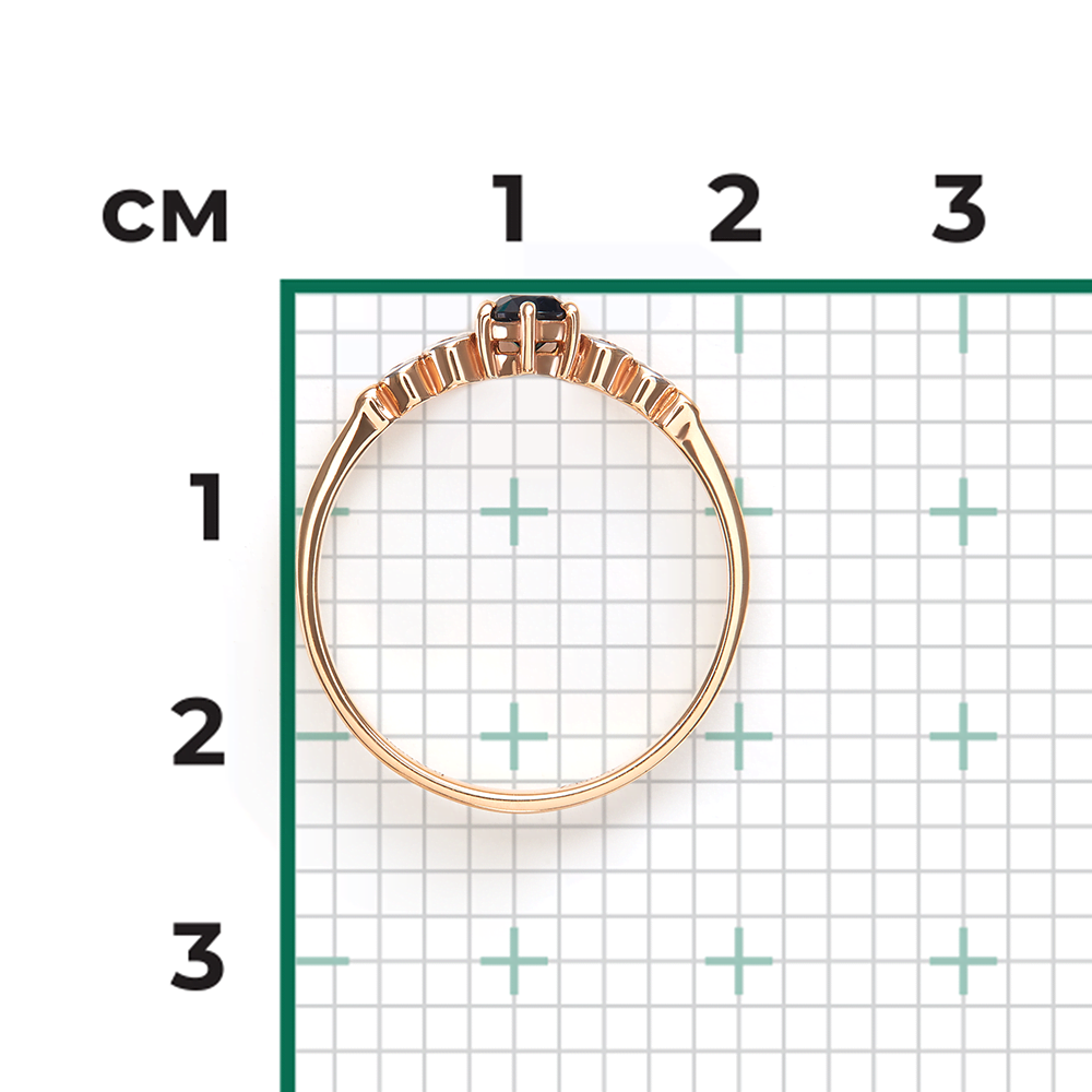 Кольцо из красного золота с сапфиром и бриллиантами 01-0543-00-105-1110