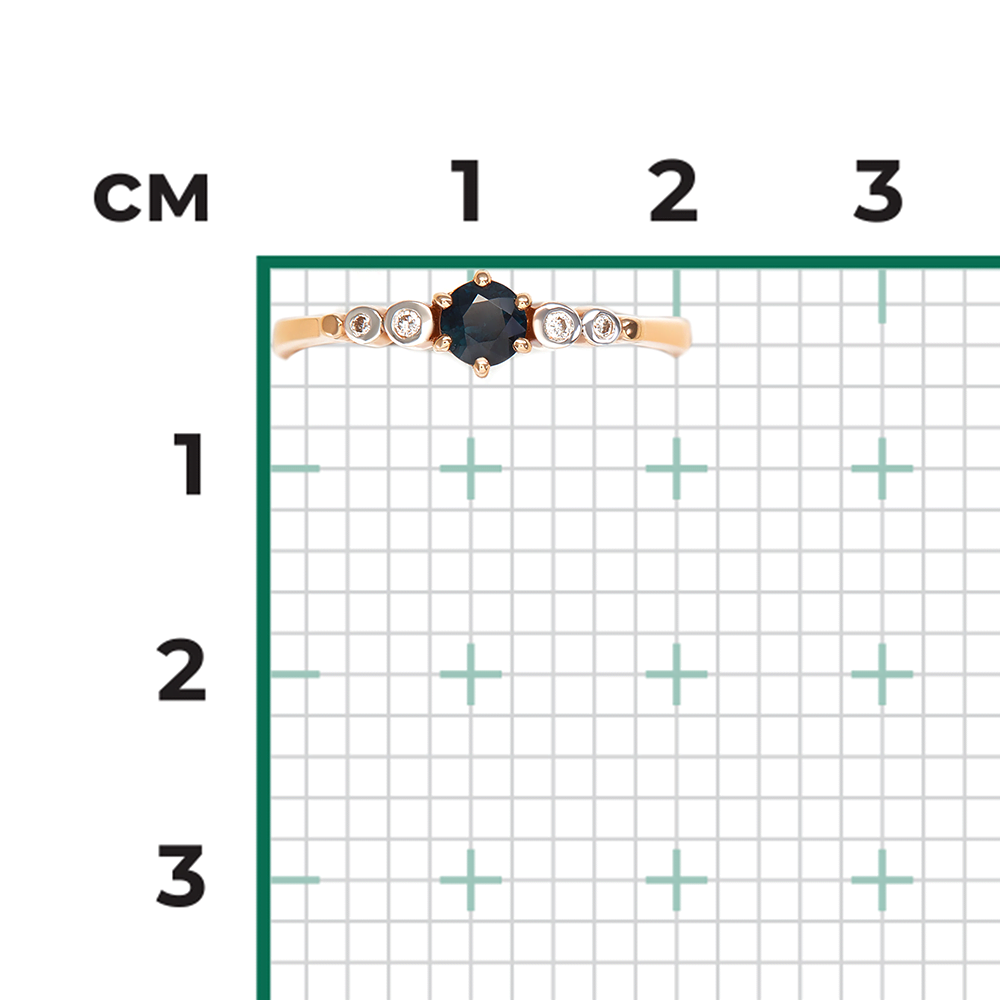 Кольцо из красного золота с сапфиром и бриллиантами 01-0543-00-105-1110