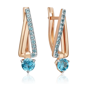 Серьги с английским замком из красного золота с топазами 02-5398-00-201-1110