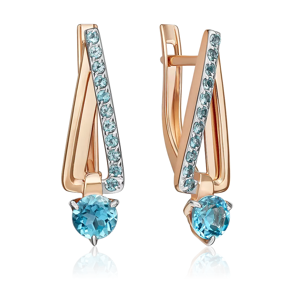 Серьги с английским замком из красного золота с топазами 02-5398-00-201-1110