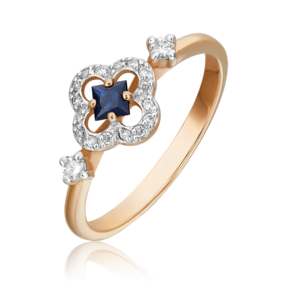 Кольцо из красного золота с сапфиром и бриллиантами 01-1572-01-105-1110-30