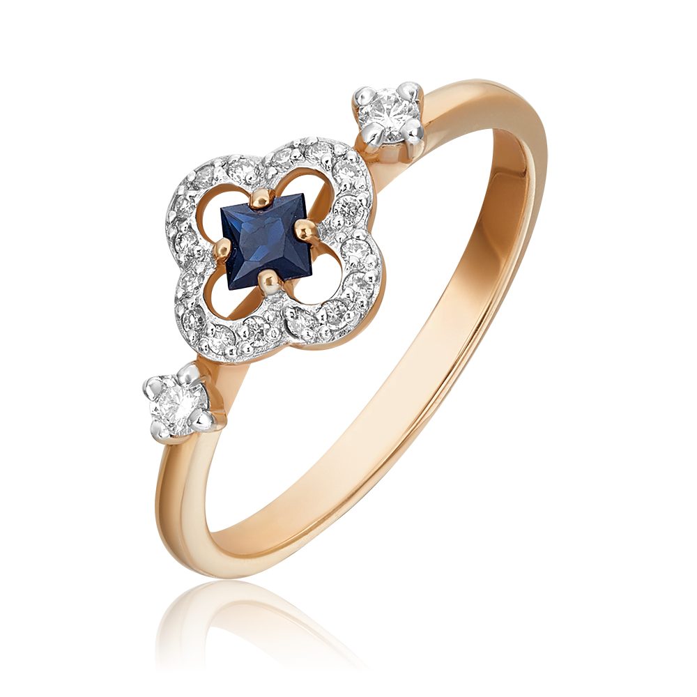 Кольцо из красного золота с сапфиром и бриллиантами 01-1572-01-105-1110-30