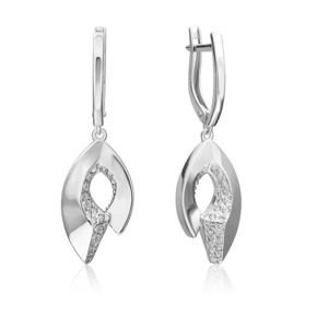 Серьги с английским замком из серебра с фианитами 02-5076-00-401-0200