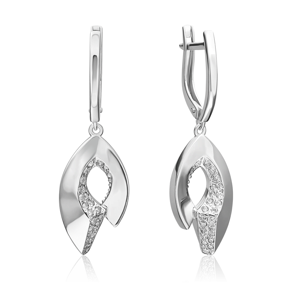 Серьги с английским замком из серебра с фианитами 02-5076-00-401-0200