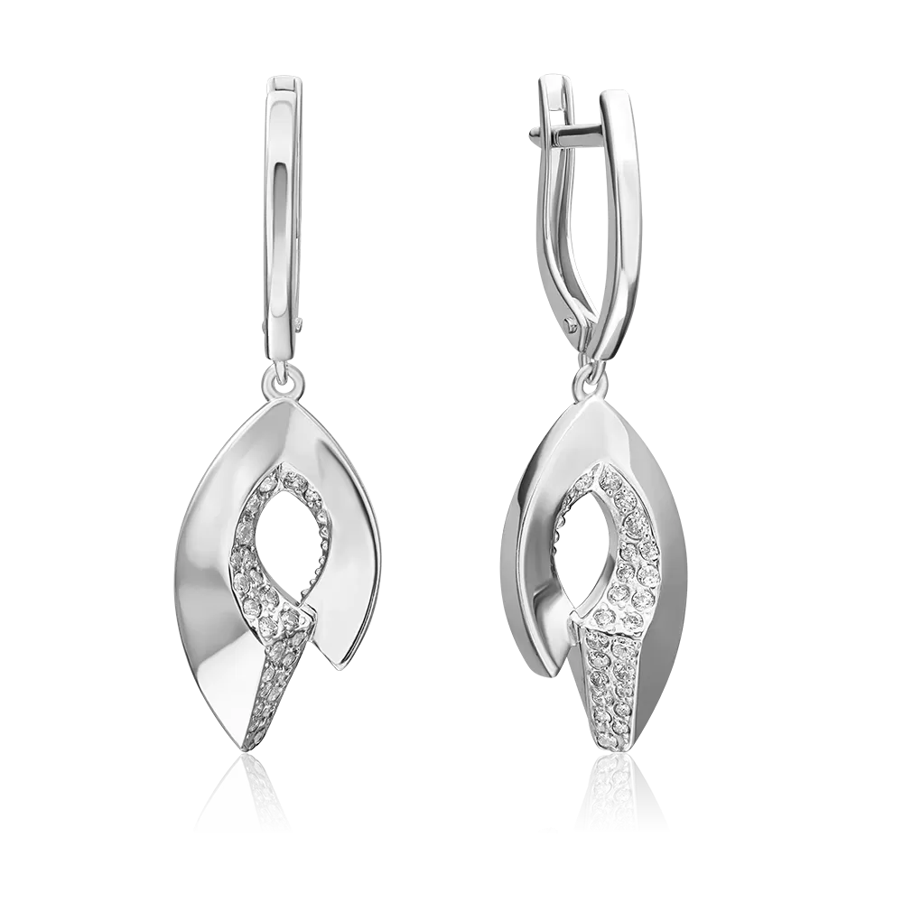 Серьги с английским замком из серебра с фианитами 02-5076-00-401-0200