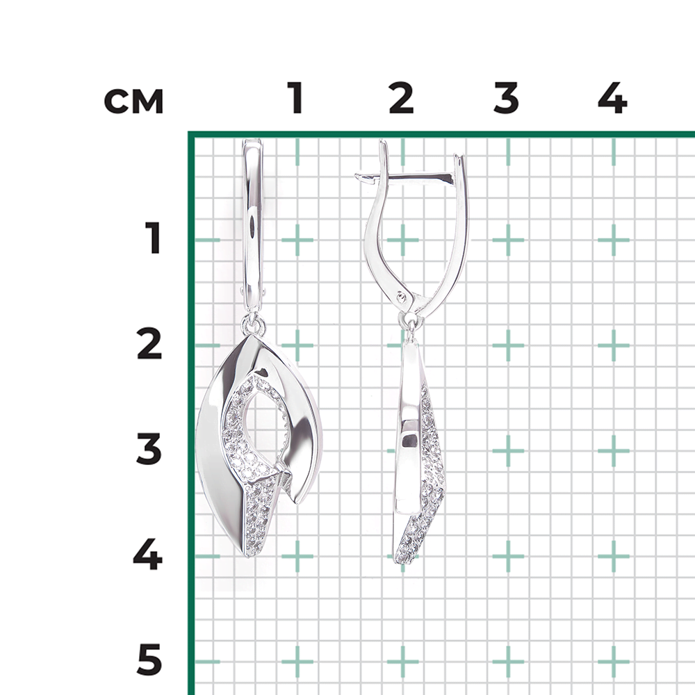 Серьги с английским замком из серебра с фианитами 02-5076-00-401-0200