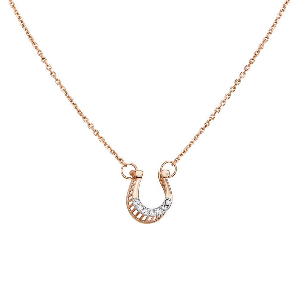 Колье «Подкова» из красного золота с фианитами 07-0184-00-401-1110-03