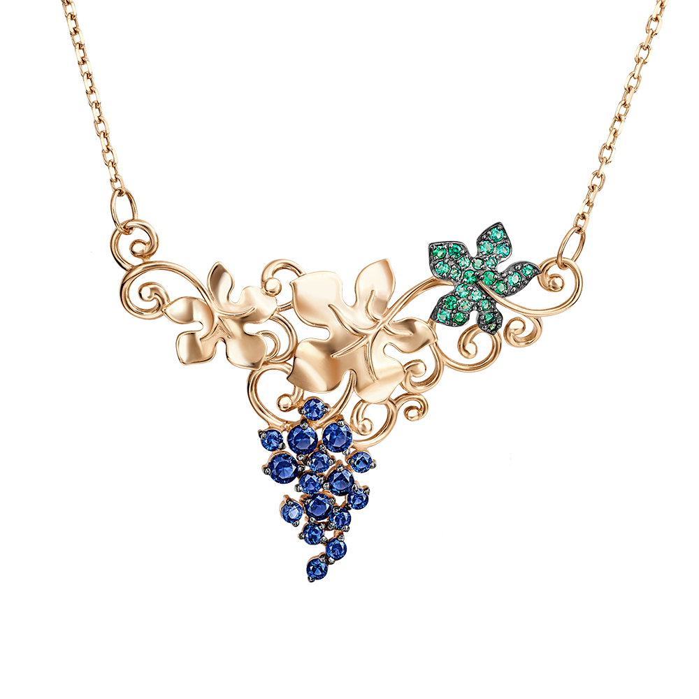 Колье «Виноград» из красного золота с фианитами 07-0185-00-404-1110-24