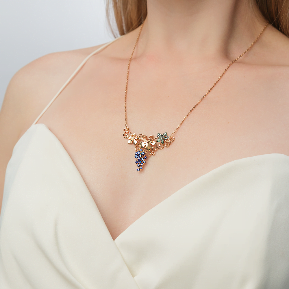 Колье «Виноград» из красного золота с фианитами 07-0185-00-404-1110-24