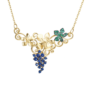 Колье «Виноград» из лимонного золота с фианитами