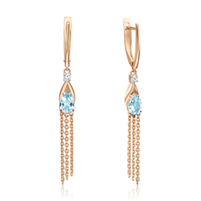 Серьги с английским замком из красного золота с топазом и натуральным топазом white 02-4554-00-201-1110-57