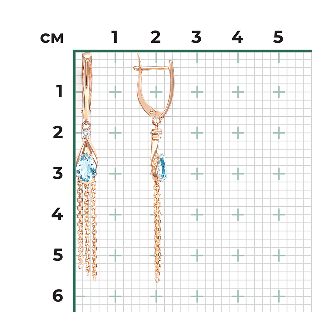Серьги с английским замком из красного золота с топазом и натуральным топазом white 02-4554-00-201-1110-57