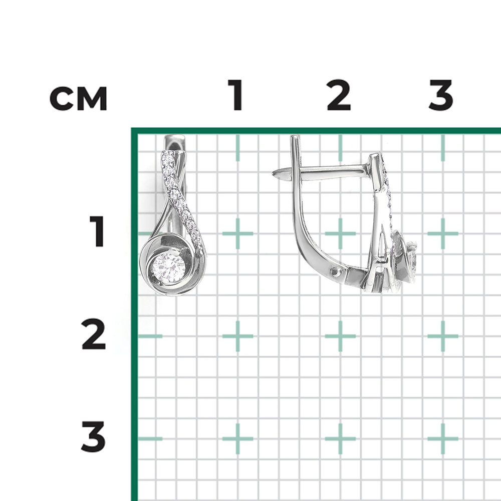 Серьги с английским замком из белого золота с бриллиантами 02-0962-00-101-1120-30