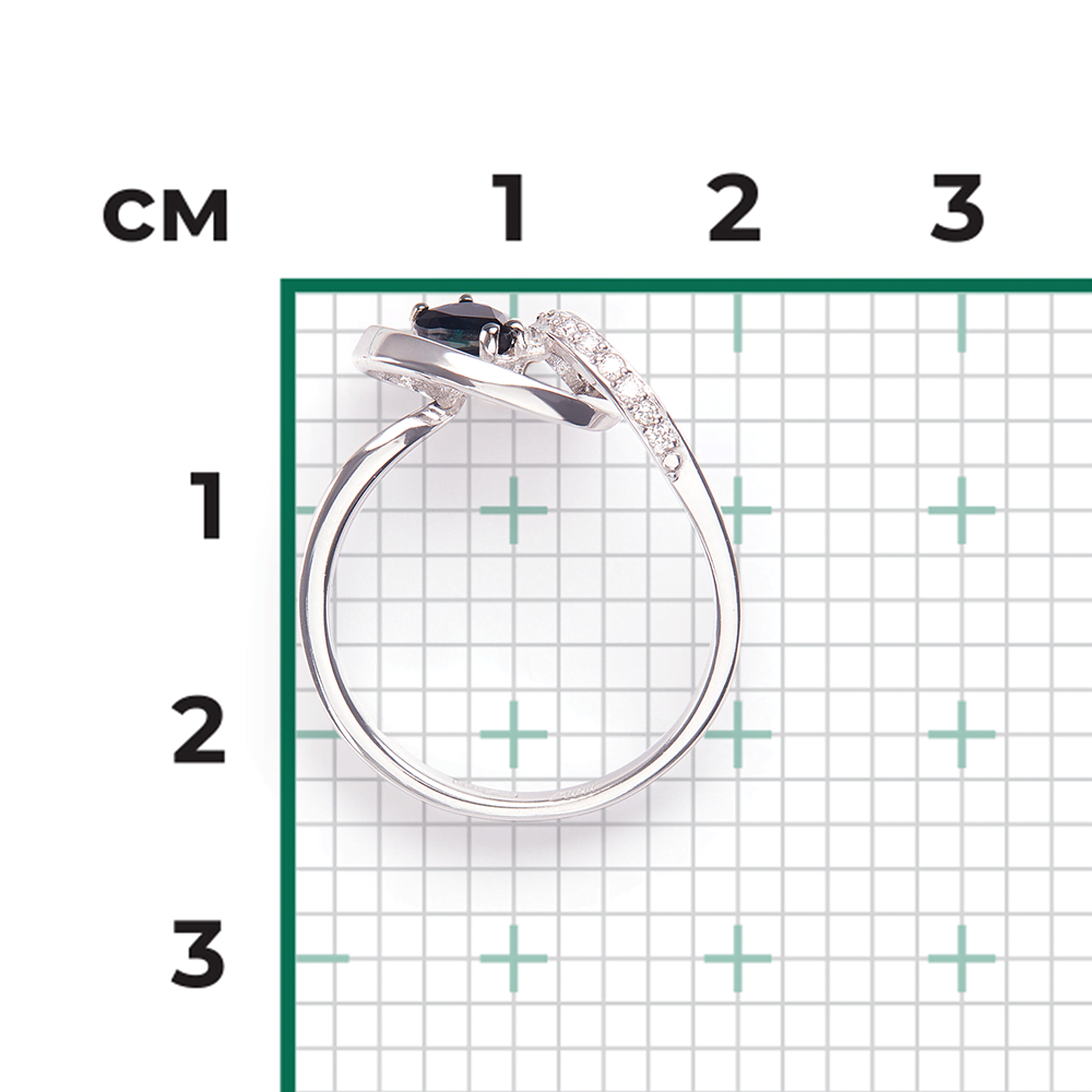 Кольцо из белого золота с сапфиром и бриллиантами 01-1607-00-105-1120-30