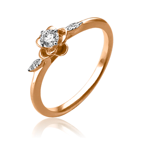 Кольцо «Цветок» из красного золота с бриллиантами 01-1608-00-101-1110-30