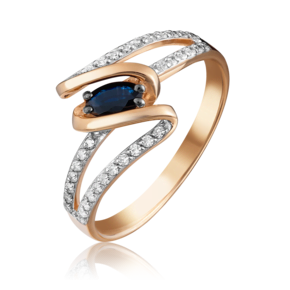 Кольцо из красного золота с сапфиром и бриллиантами 01-1609-00-105-1110-30