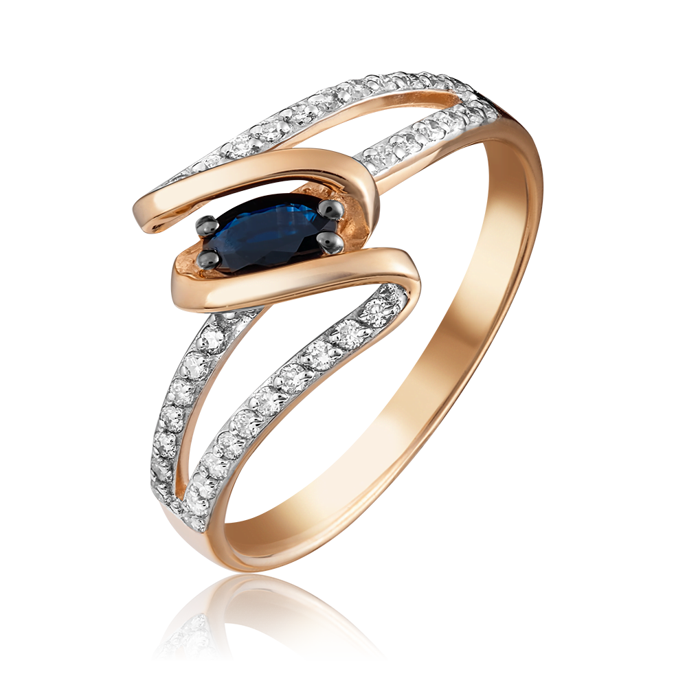 Кольцо из красного золота с сапфиром и бриллиантами 01-1609-00-105-1110-30