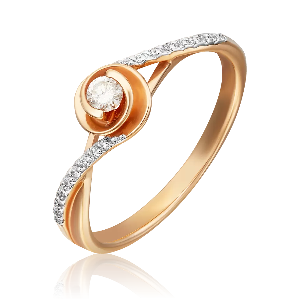 Кольцо из красного золота с бриллиантами 01-1610-00-101-1110-30