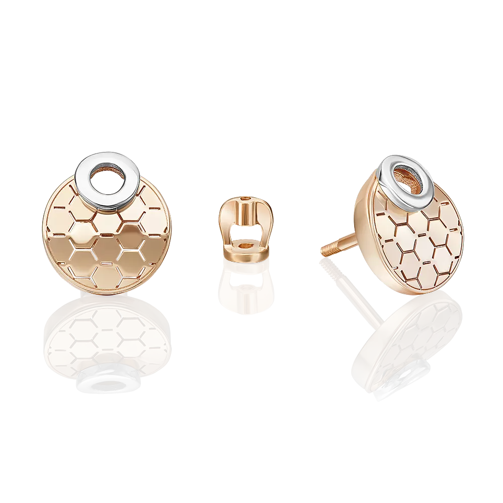 Серьги-пусеты из комбинированного золота 02-5267-00-000-1111