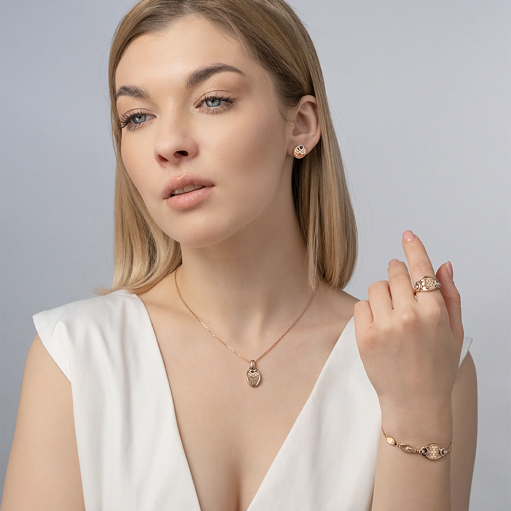 Серьги-пусеты из комбинированного золота 02-5267-00-000-1111