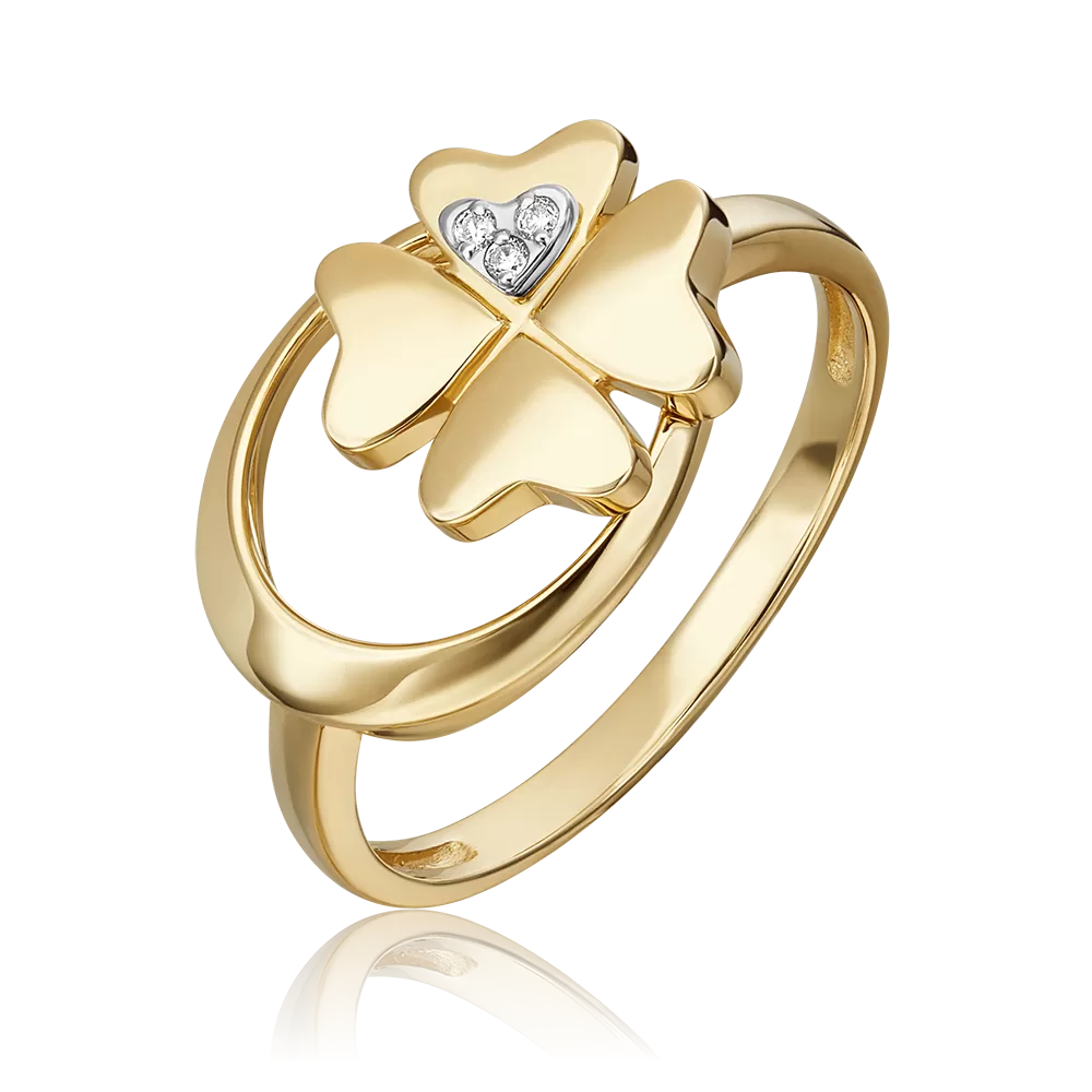 Кольцо «Клевер. Незабываемые моменты» из комбинированного золота с бриллиантами 01-5498-00-101-1121