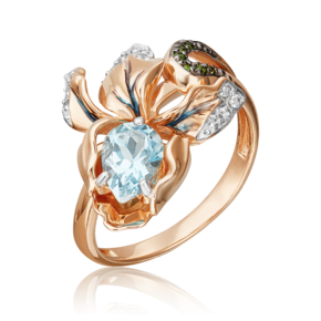 Кольцо «Ирис» из красного золота с миксом камней и эмалью 01-5427-00-713-1110-57