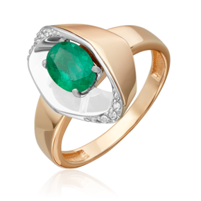 Кольцо из комбинированного золота с изумрудом и бриллиантами 01-5731-00-106-1111