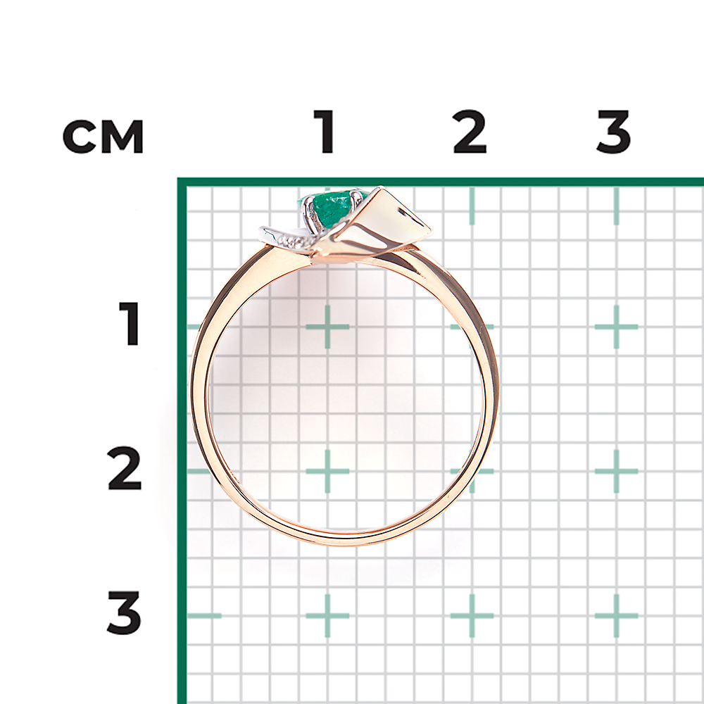 Кольцо из комбинированного золота с изумрудом и бриллиантами 01-5731-00-106-1111