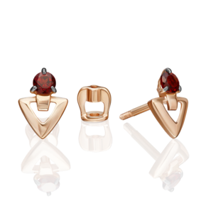 Серьги-пусеты из красного золота с гранатом 02-5399-00-204-1110