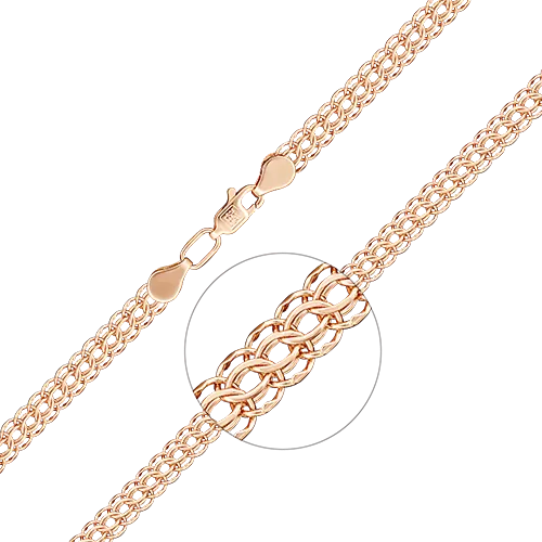 Браслет из красного золота с алмазной гранью (плетение «Питон») 22-2803-050-1110