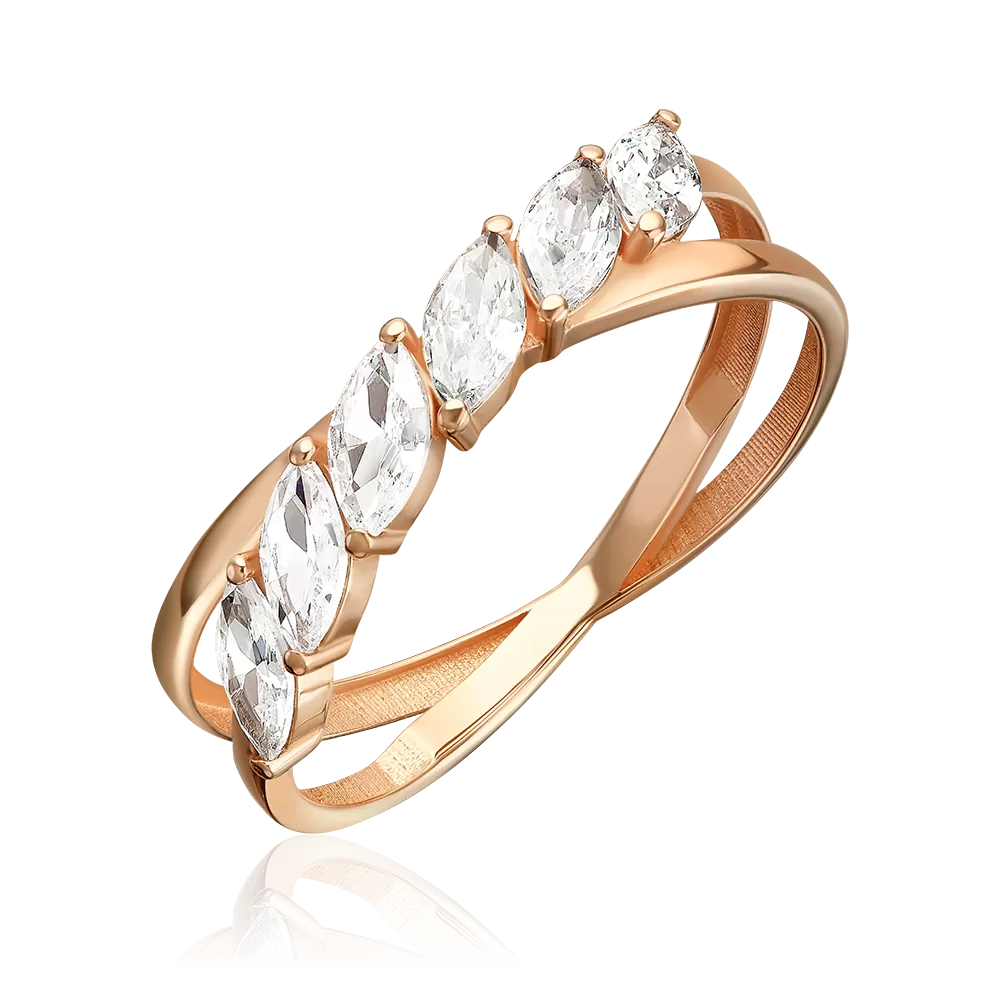 Кольцо из красного золота с фианитами 01-6002-00-401-1110