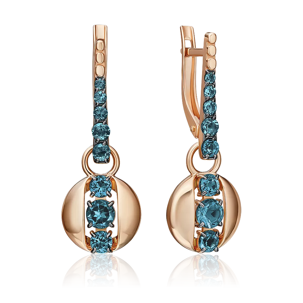 Серьги с английским замком из красного золота с топазами 02-5401-02-201-1110