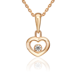 Подвеска «Сердце» из красного золота с фианитом 03-3691-00-401-1110