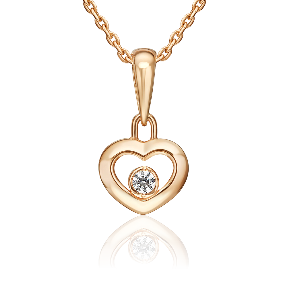 Подвеска «Сердце» из красного золота с фианитом 03-3691-00-401-1110