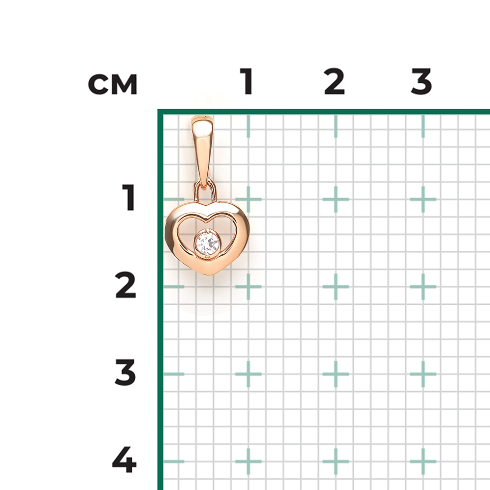 Подвеска «Сердце» из красного золота с фианитом 03-3691-00-401-1110
