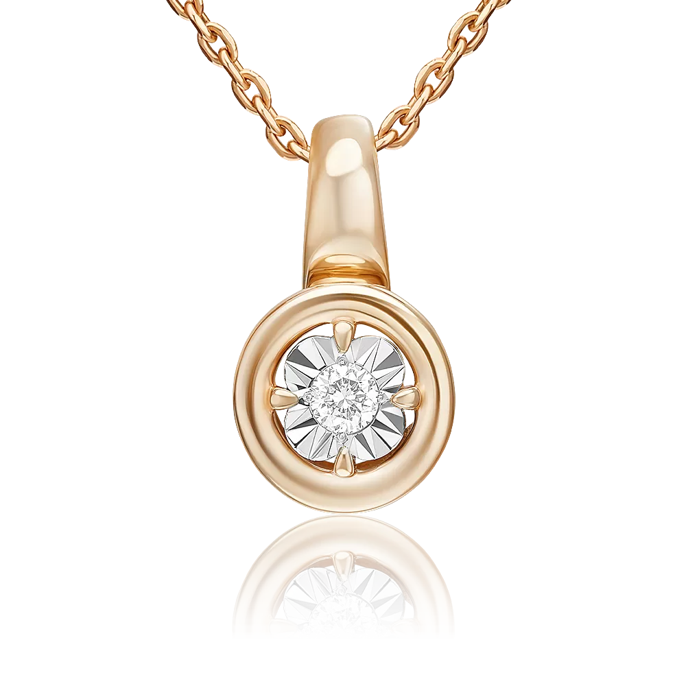 Подвеска из комбинированного золота с бриллиантом 03-3469-00-101-1111