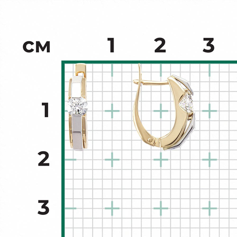 Серьги с английским замком из комбинированного золота с бриллиантом 02-4064-00-101-1121-30