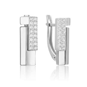 Серьги с английским замком из белого золота с фианитами 02-5126-00-401-1120